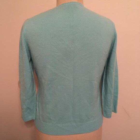 Geneva Aqua-Green-Blue-White Argyle 100% Cashmere Sweater XL - Picture 4 of 7